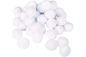GIRAFFE MANUFACTURING 50-PK Premium XL High Quality Fun Fake Snowballs for Kids Indoor Snowball Fight Set I Artificial Snowballs for Kids Indoor & Outdoor I Realistic White Plush Snowballs I Christmas Snow Decorations