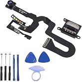 7MP Facing Front Camera Flex Cable W/Proximity Sensor Light Microphone Replacement Part + Earpiece Sound Replacement Compatible for iPhone 8 Plus 5.5" (All Carriers)