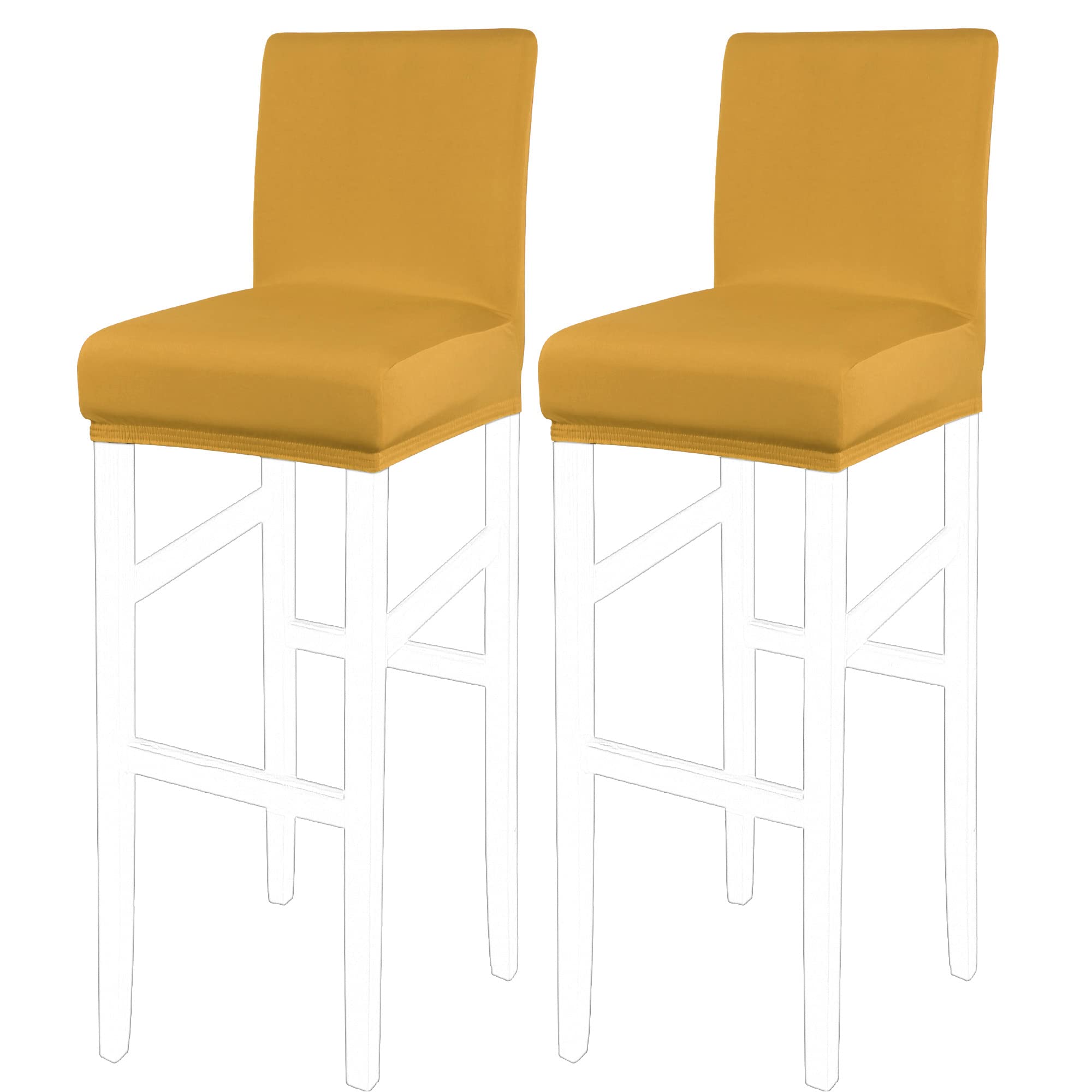 PiccoCasa Set of 2 Bar Stool Covers with Elastic Bottom, Stretch & Removable Dining Chair Covers for Pub Counter - Spandex Height Side Chair Covers Protector Slipcovers Gold