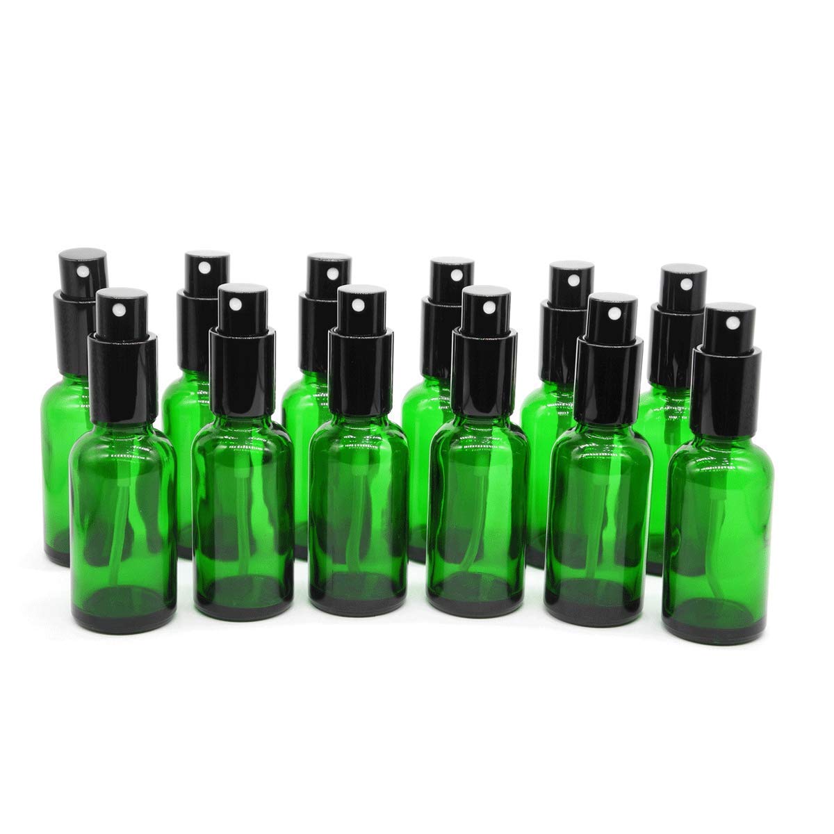 Yizhao 30ml Green Glass Spray Bottle for Essential Oils, Small Empty Fine Mist Spray Bottle, for Cleaning, Aromatherapy, Cosmetic Sprays, Hair –18 Pcs