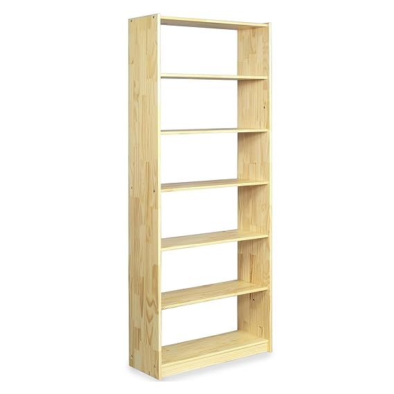 IDIMEX Regal Standregal Bücherregal Büroregal Massivholzregal Kiefermassivregal, Kiefer massiv in natur lackiert, 7 Regalböde