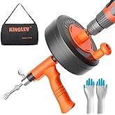 Drain Auger, Drain Snake with Drill Adapter, 25ft Plumbing Snake Heavy Duty Flexible Sink Steel Drum Auger and Drain unblocki