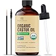 Botanic Hearth Castor Oil (2 fl oz) | USDA Certified Organic | 100% Pure & Hexane Free | Cold Pressed |Promotes Growth for Eyelashes, Eyebrows & Hair | Includes Eyebrow & Eyelash Brush