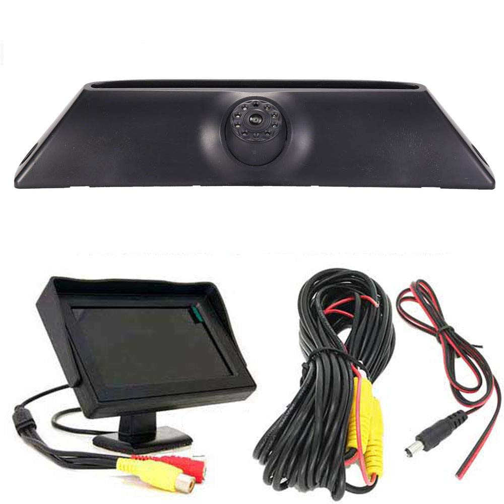 HD IP68 Third Roof Top Mount Brake Lamp Reverse Rear View Backup Camera Angle and distance Adjustable IR Night Vision for FIAT IVECO Daily 4 Daily V 5 Gen 2011-2014(Reversing Camera+4.3" inch monitor)