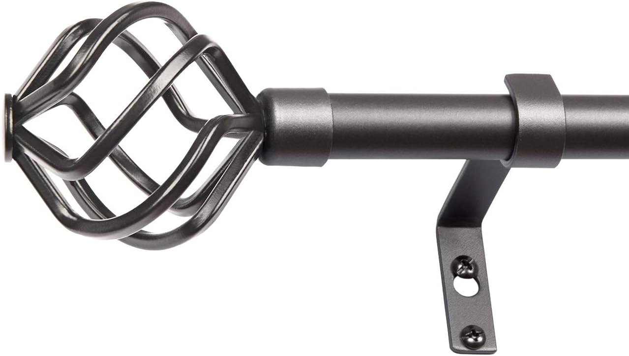 WL.Rocaille Window Treatment Single Curtain Rod Set, 3/4 Inch Diamete/Adjustable Length,Twisted Cage Finials(86 to 120 in, Pewter): Home Improvement