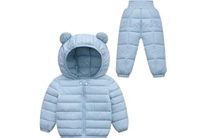 Happy Cherry Baby Toddler Two Piece Snowsuit Winter Down Jacket with Elastic Waist Snow Pants