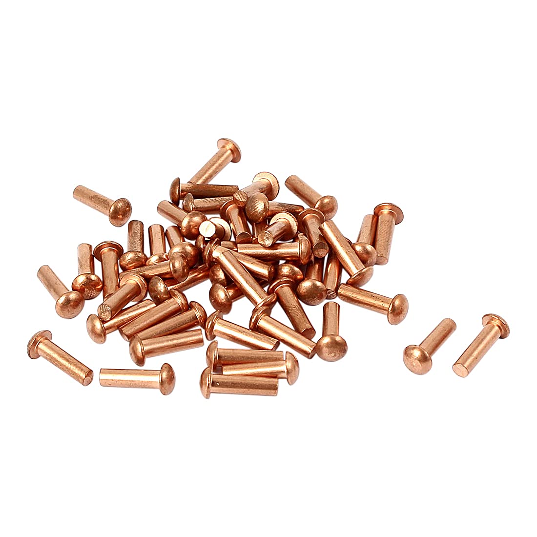 Sourcingmap 3mm x 10mm Shaft Flat Head Bolts Copper Solid Rivets Fasteners Gold Tone 50 Pcs