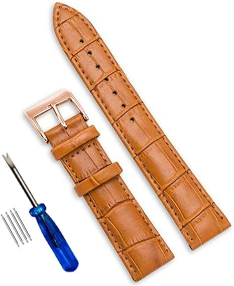 Scherry 10/12/13/14/15/16/17/18/19/20/22/24mm Hommes Ardillon Montre Bracelet Femme Bracelets De Montres En Cuir Souple De Remplacement Bracelet, Bleu 15mm