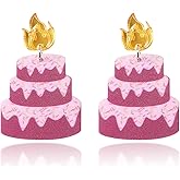 MALOYANVE Birthday Cake Earrings for Women Funny Sweet Colorful Acrylic Lightweight Cakes Candle Happy Birthday Letter Dangle Drop Earrings for Women Celebration Birthday Party Holiday Fashion Jewelry Gifts