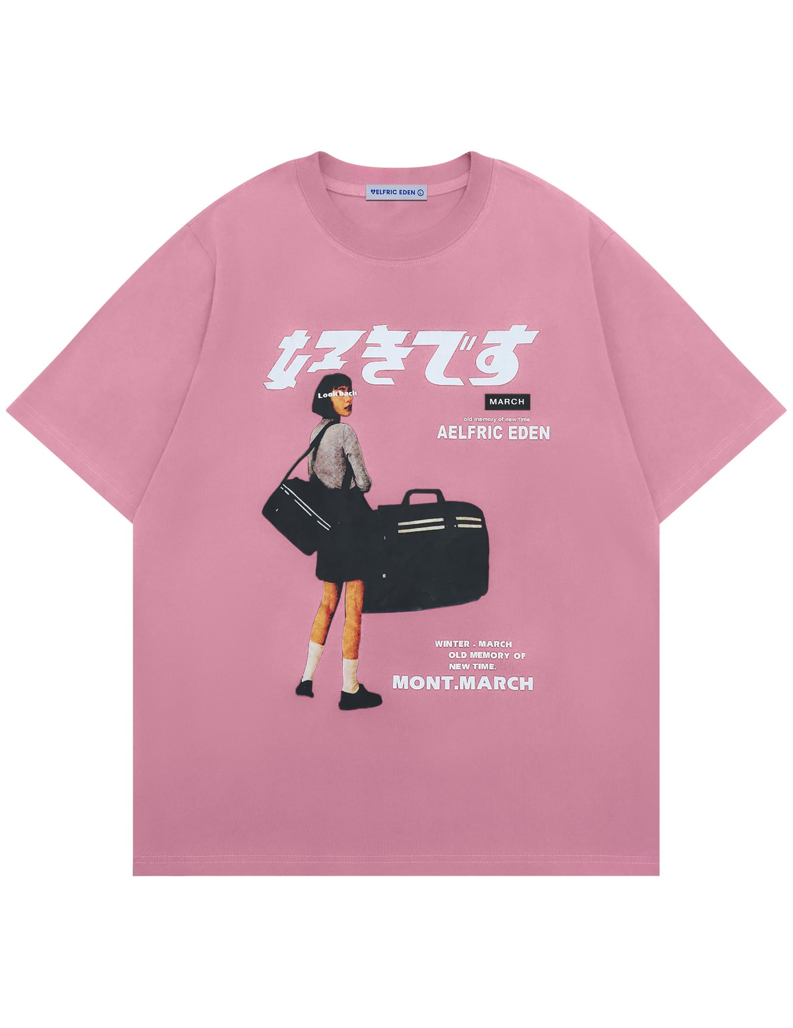 Photo 1 of Aelfric Eden Mens Oversized Graphic Tee Summer Unisex Hipster Printed Casual Harajuku Top Tshirt Pink, Medium