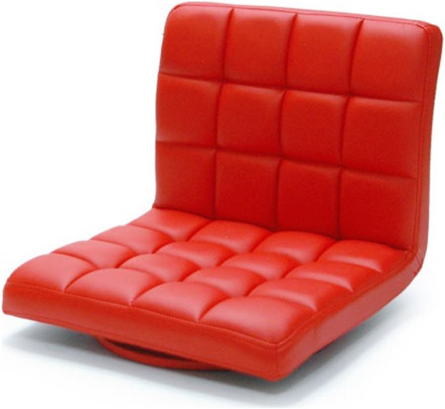 DESSEN Swivel Sitting Cushion Floor Chair Leatherette Japanese Type (Red)