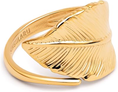 Bague Feuille Acier Plaqué Or Bijoux pour femmes