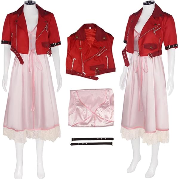 strapless open back dress Final Fantasy VII FF7 Aerith Gainsborough Cosplay Costume main image 0