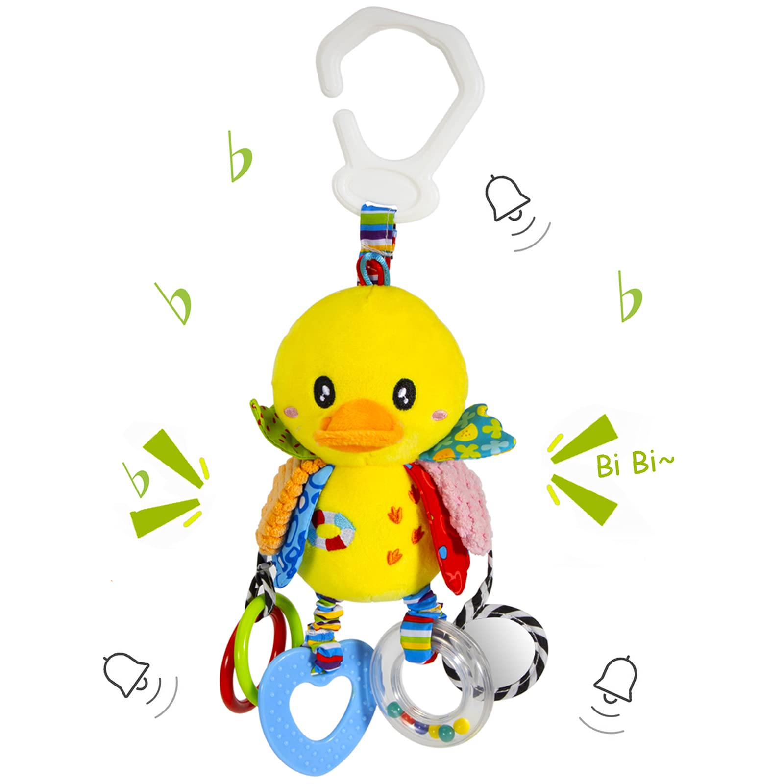 Photo 1 of Funsland Baby Stroller Car Seat Toys for Infant with Teether Hanging Rattle, Clip on Stroller, Soft Plush Baby Toys for Boys and Girls 3-12 Months