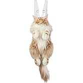 CHOBYNER Realistic MaineCoon Cat Shaped Backpack Carry Over Shoulder, on One Shoulder or Crossbody with Adjustable Straps (Light Gold)