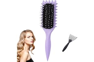 KODASNY Curl Defining Brush, Curl Brush, Boar Bristle Hair Brush Styling Brush, Curly Hair Brush Defining, Shaping and Defining Curls For Women and Men, Less Pulling and Curl Separation (Purple)