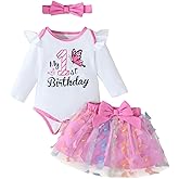 Aslaylme Baby Girl 1st Birthday Outfit Infant Girl First Birthday Bodysuit Butterfly Theme Party Skirt Set