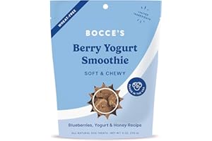 Bocce's Bakery Berry Smoothie Wellness Treats for Dogs, Wheat-Free Everyday Dog Treats, Made with Real Ingredients, Baked in The USA, All-Natural Soft & Chewy Cookies, 6 oz