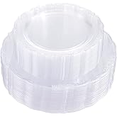 U-QE 100 Pieces Clear Plastic Plates - Clear Disposable Plates - Premium Hard Plastic Plates for Party, Holiday and Party Use Including 50 Dinner 10 '' & 50 Dessert Platos 7.5 ''