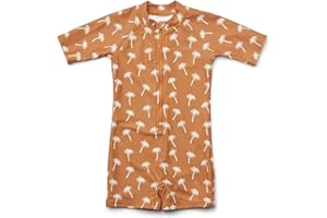 glcsisi Girls One Piece Swimsuit Zipper Long Sleeve Rash Guard Green Striped Sunsuit Seersucker Bathing Suit with Ruffle Butt