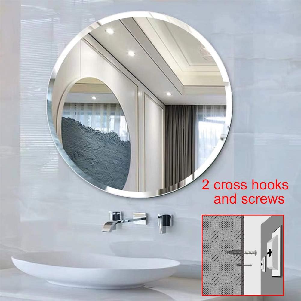 FANYUSHOW Round Beveled Polished Frameless Wall Mirror for Bathroom, Vanity, Bedroom (24" W x 24" H Circle): Furniture & Decor
