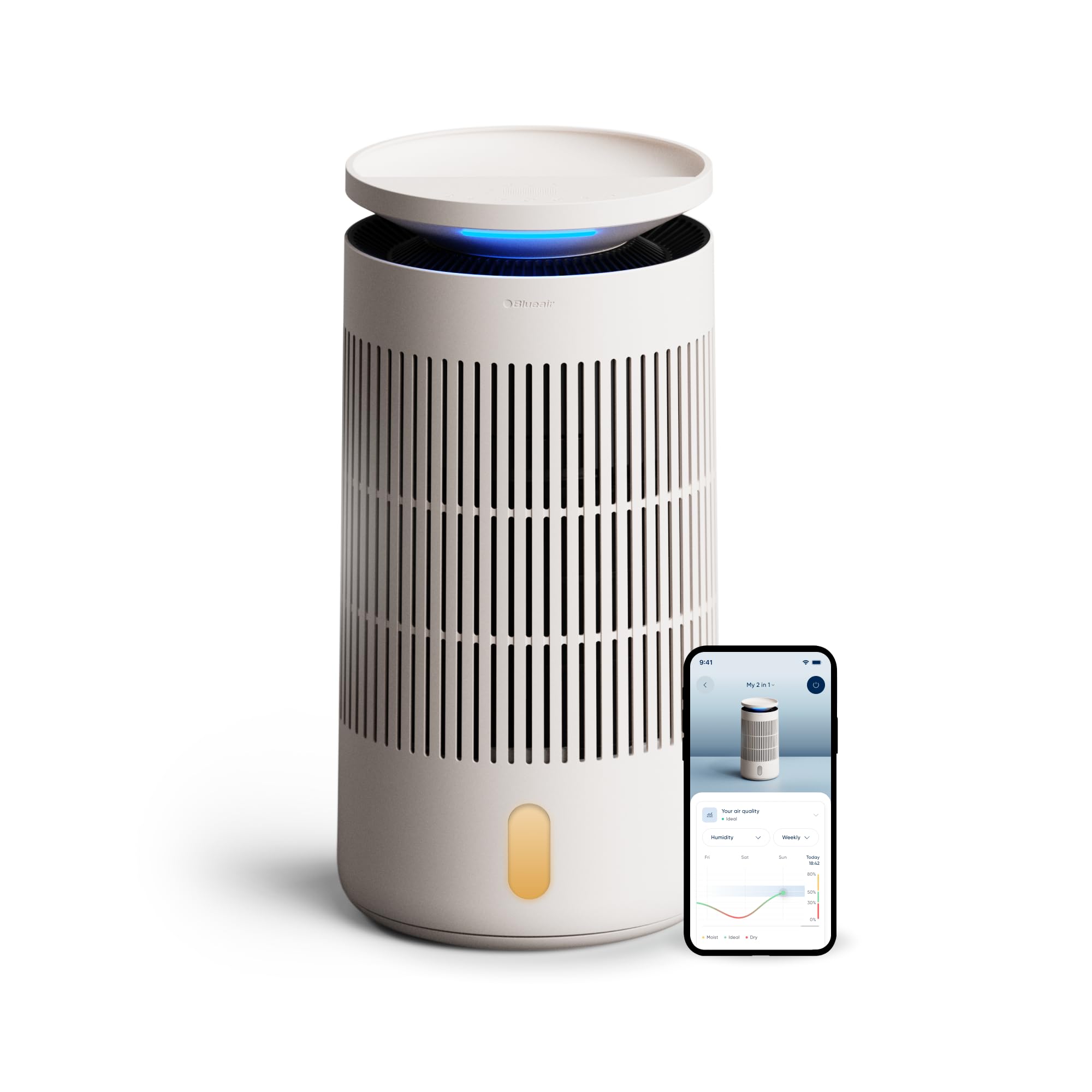 Blueair 2-in-1 Pro Air Purifier & Humidifier for Large Rooms, HEPASilent™ Removes 99.97% Allergens, Dust, Smoke, Up to 1,875 sq ft, Smart App, Skin-Hydration Mode, 360° InvisibleMist™ Image
