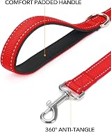 Taglory Dog Leads for Small Medium Dogs Reflective Padded Handle 2cm x 120cm Red view 2