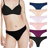 Hanes Premier Women's Underwear Thongs Set, 6-Pack, Luxe Fit No-Show Microfiber Thongs for Women, Moisture-Wicking Panties