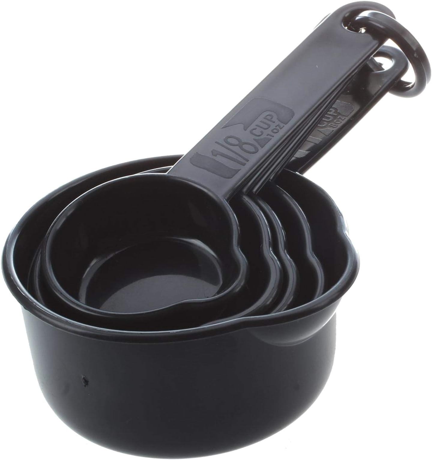 ALONGB Black Plastic Measure Measuring Cup 5 Pieces