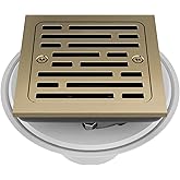 Delta Faucet 4 Inch Tile-In Square Shower Floor Drain Gold, Shower Drain Kit, Square Shower Drain, Chrome Shower Drain, Shower Floor Drain, Champagne Gold DT062412-CZ