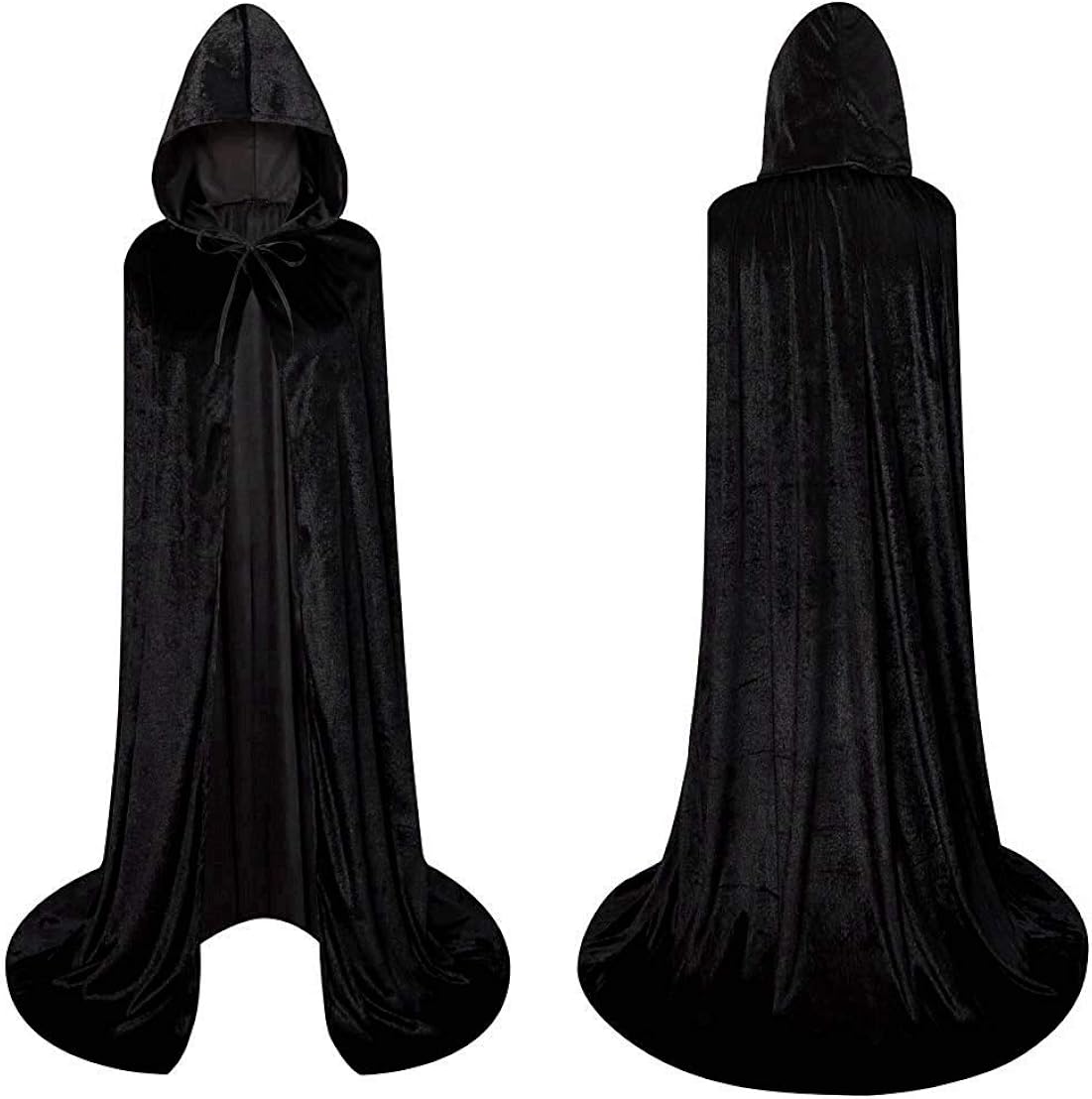 Unisex Full Length Hooded Robe Cloak Long Velvet Cape Cosplay Costume: Clothing