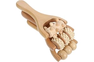 EXQUIMEUBLE 3Pcs Wood Massager Roller Ergonomic Handheld Body and Face Massage Tools for Neck Shoulder Back