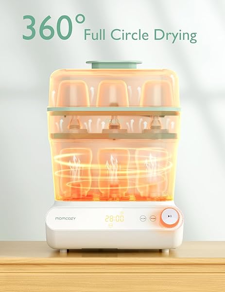 MOMCOZY 3 LAYERS LARGE BOTTLE STERILIZER AND DRYER, FAST STERILIZE AND DRY, UNIVERSAL BOTTLE STERILIZER FOR ALL BOTTLES & BREAST PUMP ACCESSORIES, TOUCH SCREEN & AUTO-OFF BOTTLE SANITIZER