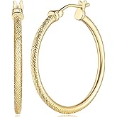 ENROSE 14K Gold Plated Hoop Earrings for Women’s Hoop Earrings Big Earring Interlacing Lines Design Jewelry 30mm