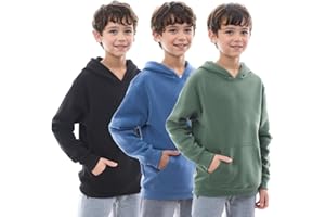 WHITE PEAK TRADING COMPANY Boys Athletic Hoodie Sweatshirt, 3 Pk Fleece Long Sleeve Kids Pullover Hoodies boy&girl Size 6-20