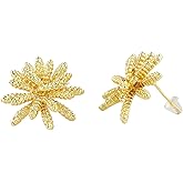 JOR Stud Earrings for Women of Flower Pattern Studs Pair, Beauty Earrings Set, Women Jewelry, Dainty Hypoallergenic Gold Plated (1 Pair)