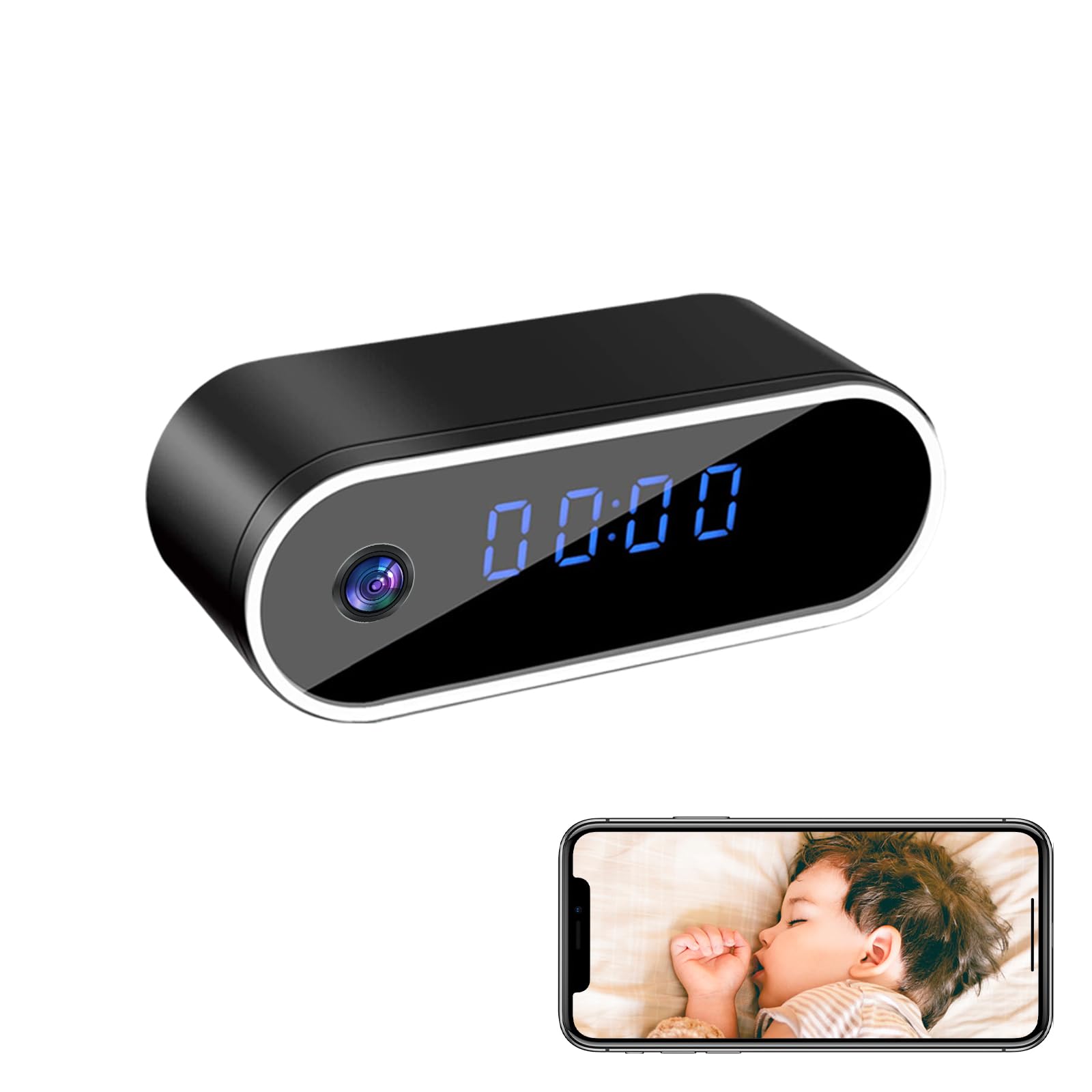 Hidden Camera Clock 1080P Wireless Spy Camera Covert Nanny Cam Baby