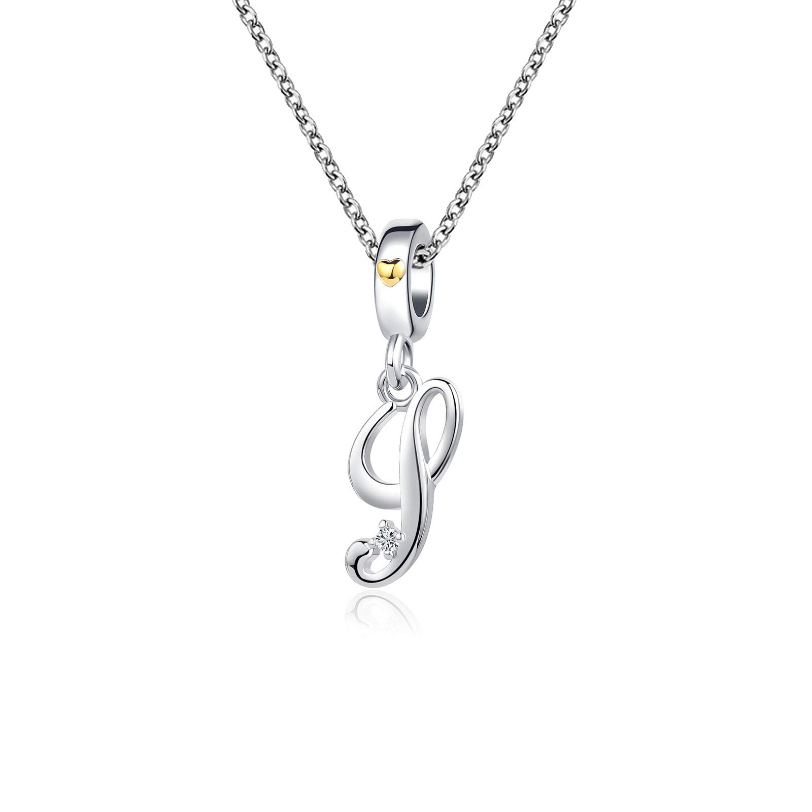 KunBead Jewelry Name Initial Letter S Pendant Necklace for Women Love Heart Family Baby Girl Nan Pendant Necklace for Her