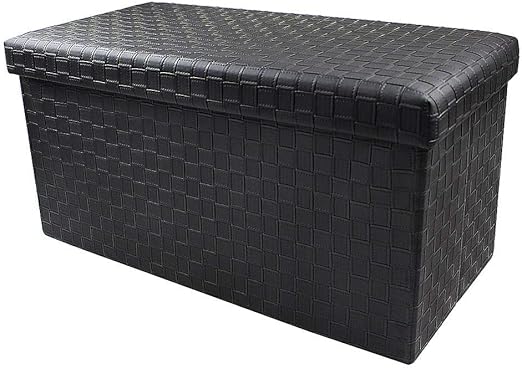 Todeco - Almacenamiento Banco, Almacenamiento Otomano Plegable de Cuero