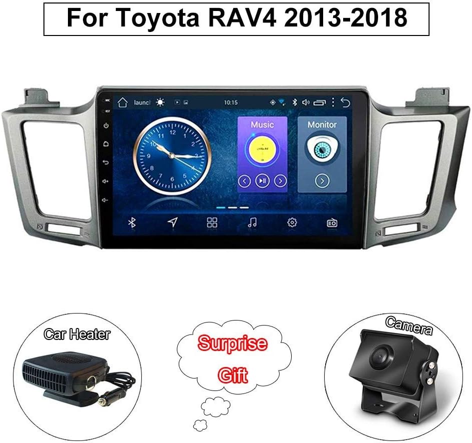 XMZWD 10.1" GPS Navigation Android 8.1 4 Core Car Stereo MP5 Player, For Toyota RAV4 2013-2018 Support Bluetooth/USB/WIFI/AM/FM/AUX/Mirror Link (Contain Camera/Car Heater)
