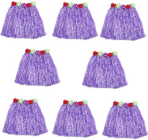 HLJgift Kid's Flowered Luau Hula Skirts Pack of 8