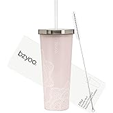 bzyoo SUP Double Wall Vacuum Insulated Tumbler with Straw and Lid Stainless Steel Water Bottle Cold Drink Travel Mug Cup, Valentines Gifts For Him & Her (710ml) Color: Mandala Pink