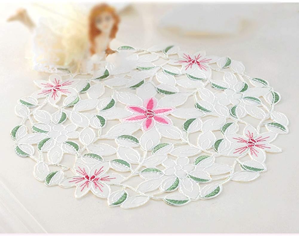 MMD Pastoral Embroidery Napkin Round Hotel Cafe Restaurant Placemat Water Absorption 28 * 28cm 2 Sheets
