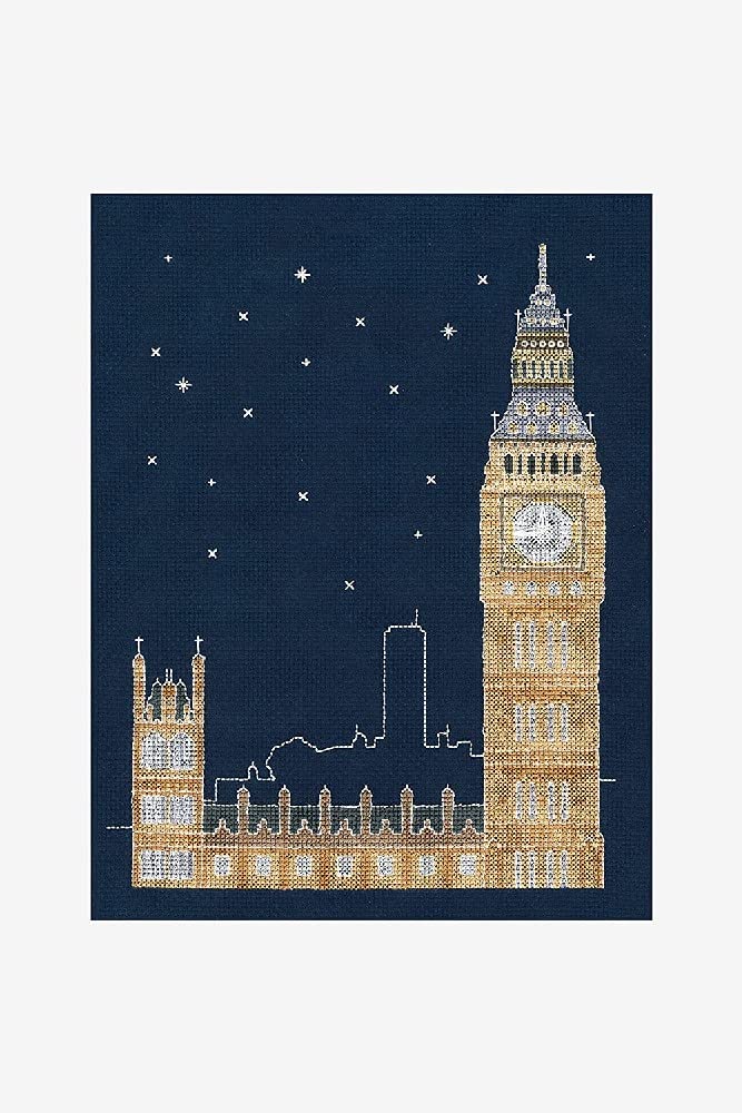 DMC "Glow in The D'Architecture London by Night Cross Stitch Kit, Multi-Colour