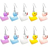 CWVHQ 5 Pairs of Cute Duck Dangle Drop Earrings Funny Resin Little Yellow Duckie Pendant Earrings for Women Charming Jewelry Gift