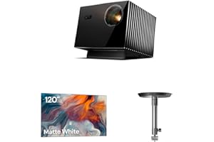 Valerion VisionMaster Max Triple Laser Projector 4K with 120-inch Fixed Frame Projector Screen and Ceiling Mount