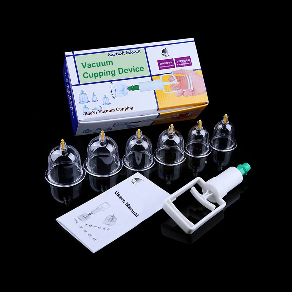 Hsthe Sea Chinese Cupping Therapy Set, 6 Vacuum Air Suction Cups with Pumping Handle, Anti Cellulite Massage for Back/Neck Pain Muscle Relief