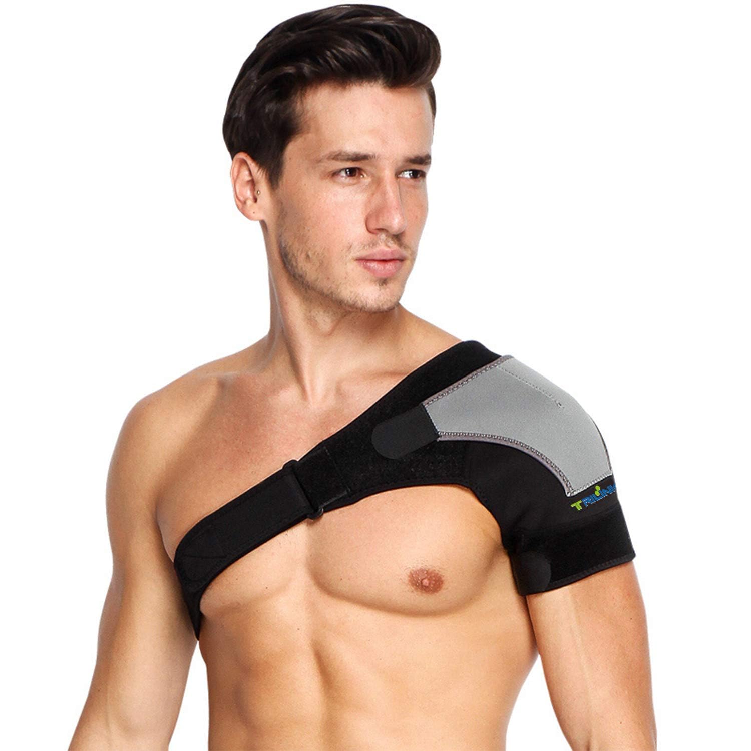 Shoulder Support - Adjustable Shoulder Brace Compatible with Hot/Cold Pad for Rotator Cuff, Pain Relief, Dislocated AC Joint, Labrum Tear, Bursitis, Tendinitis - Neoprene Shoulder Compression Sleeve