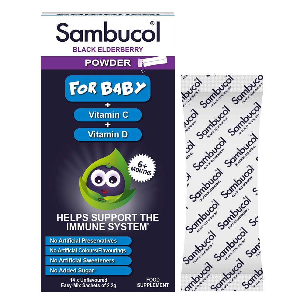 Sambucol Baby and Toddler Powder Sachets | with natural Black Elderberry | Vitamin C | Vitamin D | 14 sachets