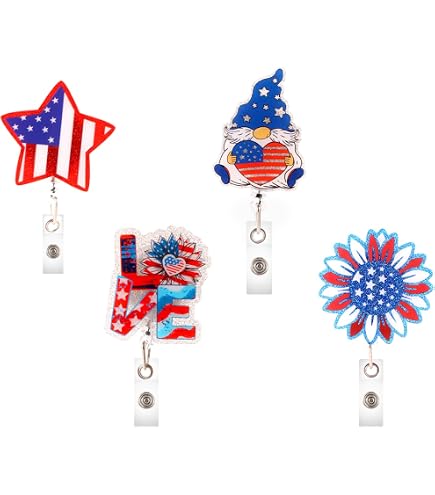 Patriotic Gnome Badge Reel, Uncle Sam Badge Reel, Fourth Of July Badge